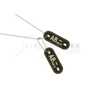 Bloodgroup Rubber Dog Tags AB Neg Glow in the Dark